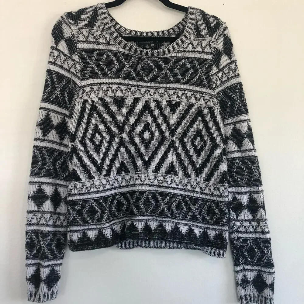 Lucky Brand Jacquard Pullover Sweater Cotton